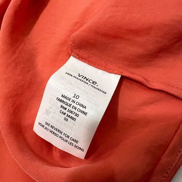 Vince Long Sleeve Blouse Coral Draped Front Size 10 Medium - Picture 14 of 14